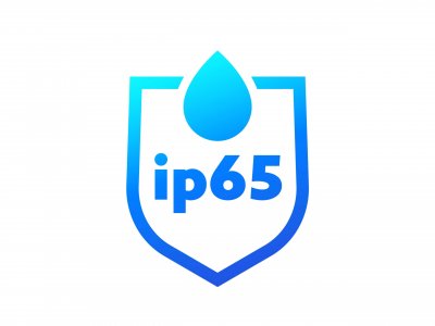 ip65 standard, waterproof icon with a shield