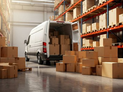 almacen-con-cajas-y-camion-de-entrega almacen-con-cajas-y-camion-de-entrega